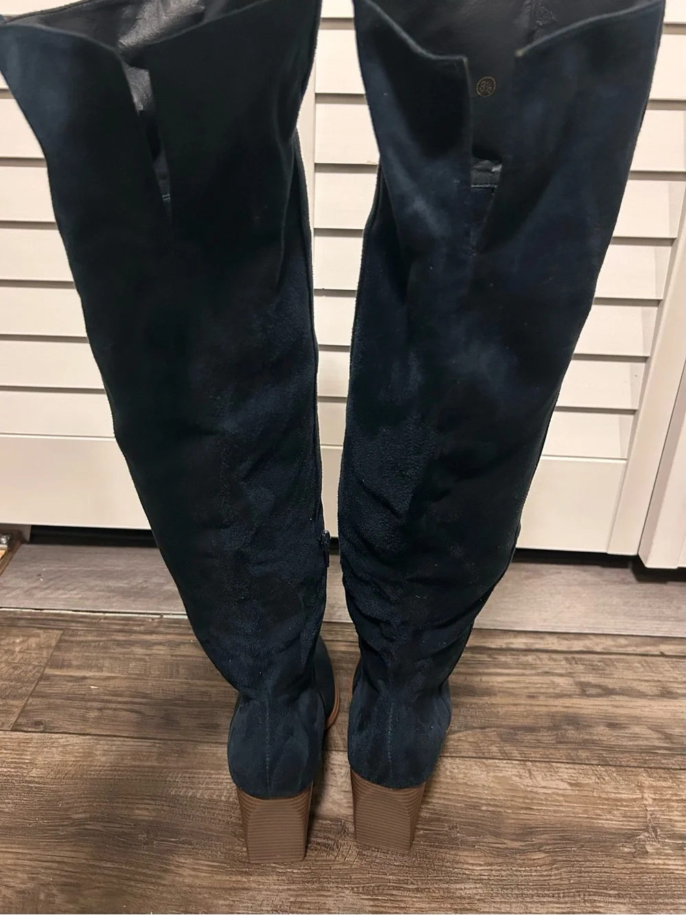 Women's Over-the-Knee Suede Boots — Navy